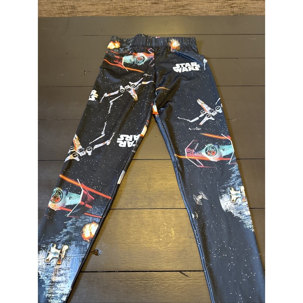 Mighty Fine Star Wars Leggings Women's Size S Black Space Battle Print‎